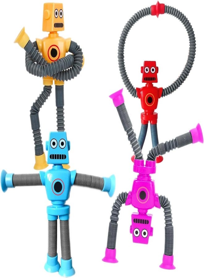 PANSHUB 4PCS Telescopic Suction Cup Robotics Toy, Pop Tubes Fidget Toys, Shape Changing Telescopic Sensory Tubes Fidget Tubes Sensory Toys Suction Toy, Funny Gift for Kids Boys Girls - Image 1